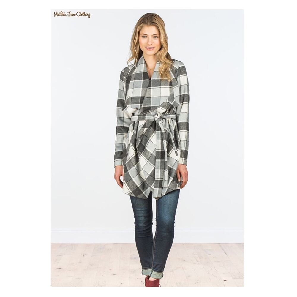 Matilda Jane Gray Plaid Check It Twice Coat Sz.XS